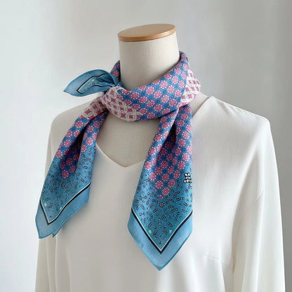 Foulard Carré Soie Bohème Imprimé Floral Rose