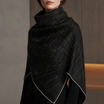Foulard Carrée Soie Cachemire Ligne Ville