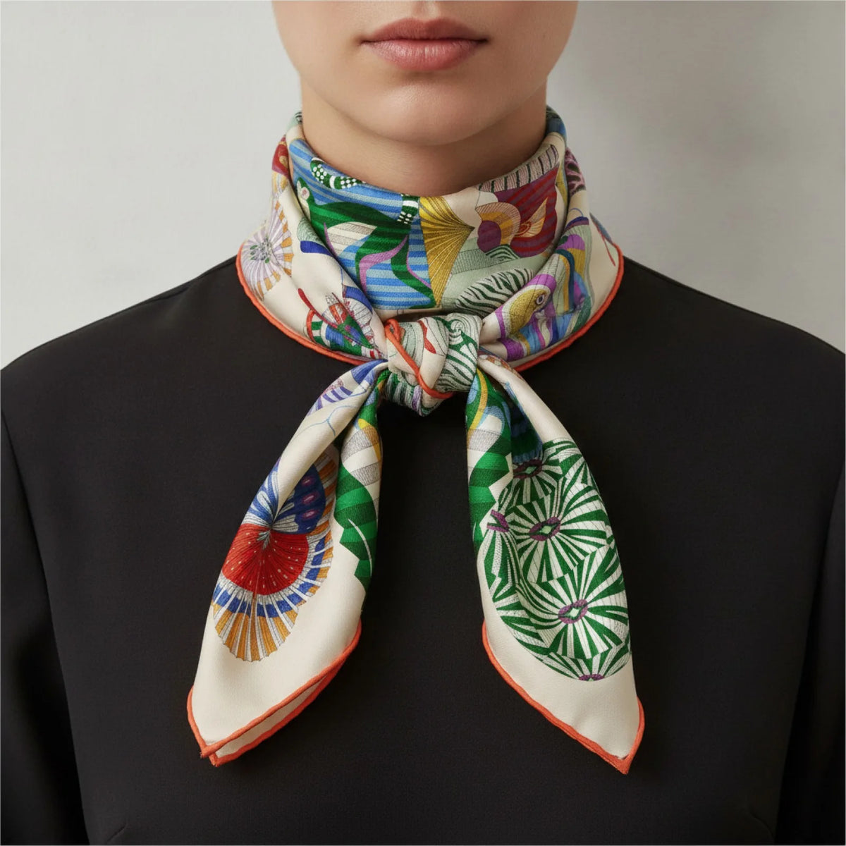 Foulard Femme en Soie Sergé - Motifs Floraux & Colorés
