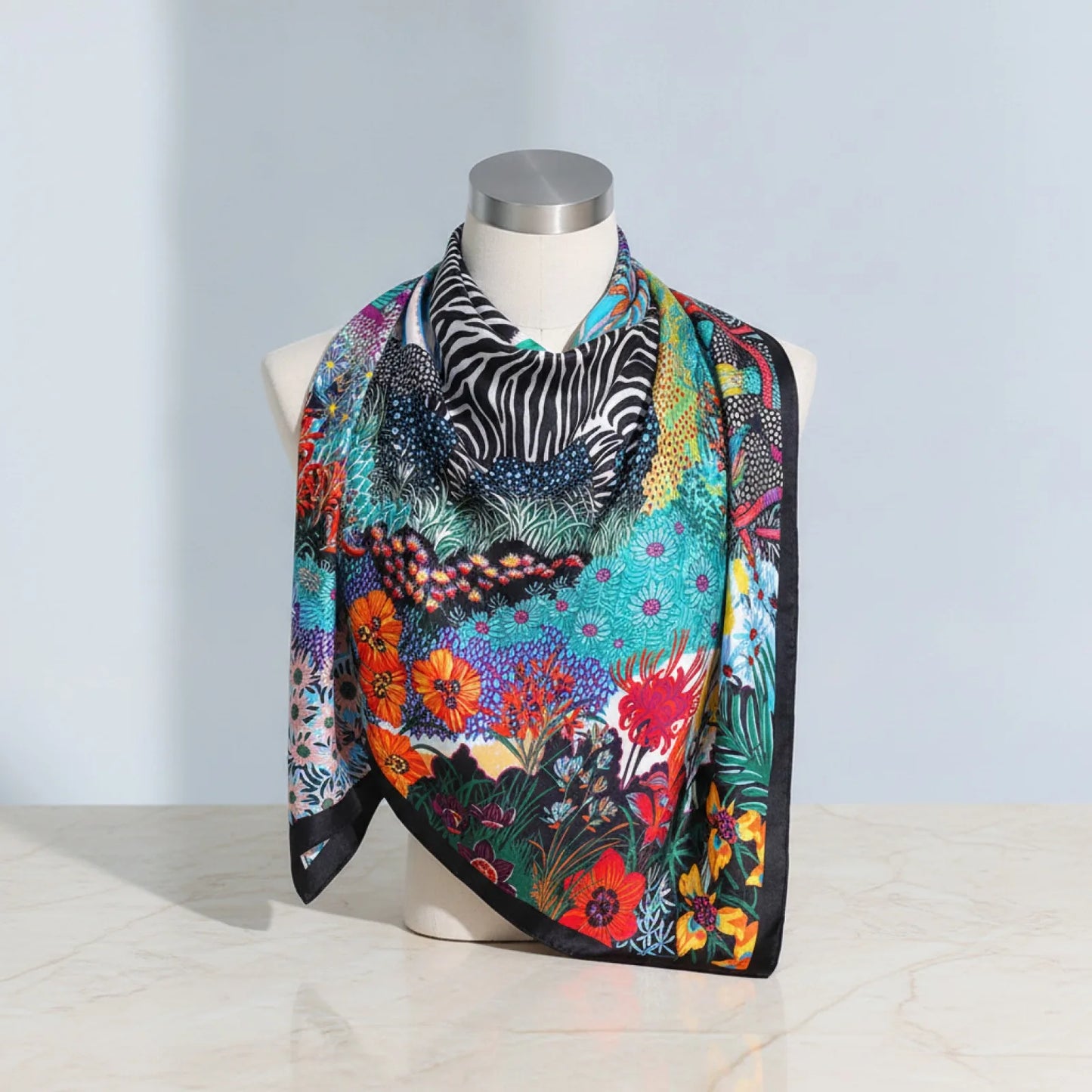 Foulard Carré Soie Imprimée 90x90 cm
