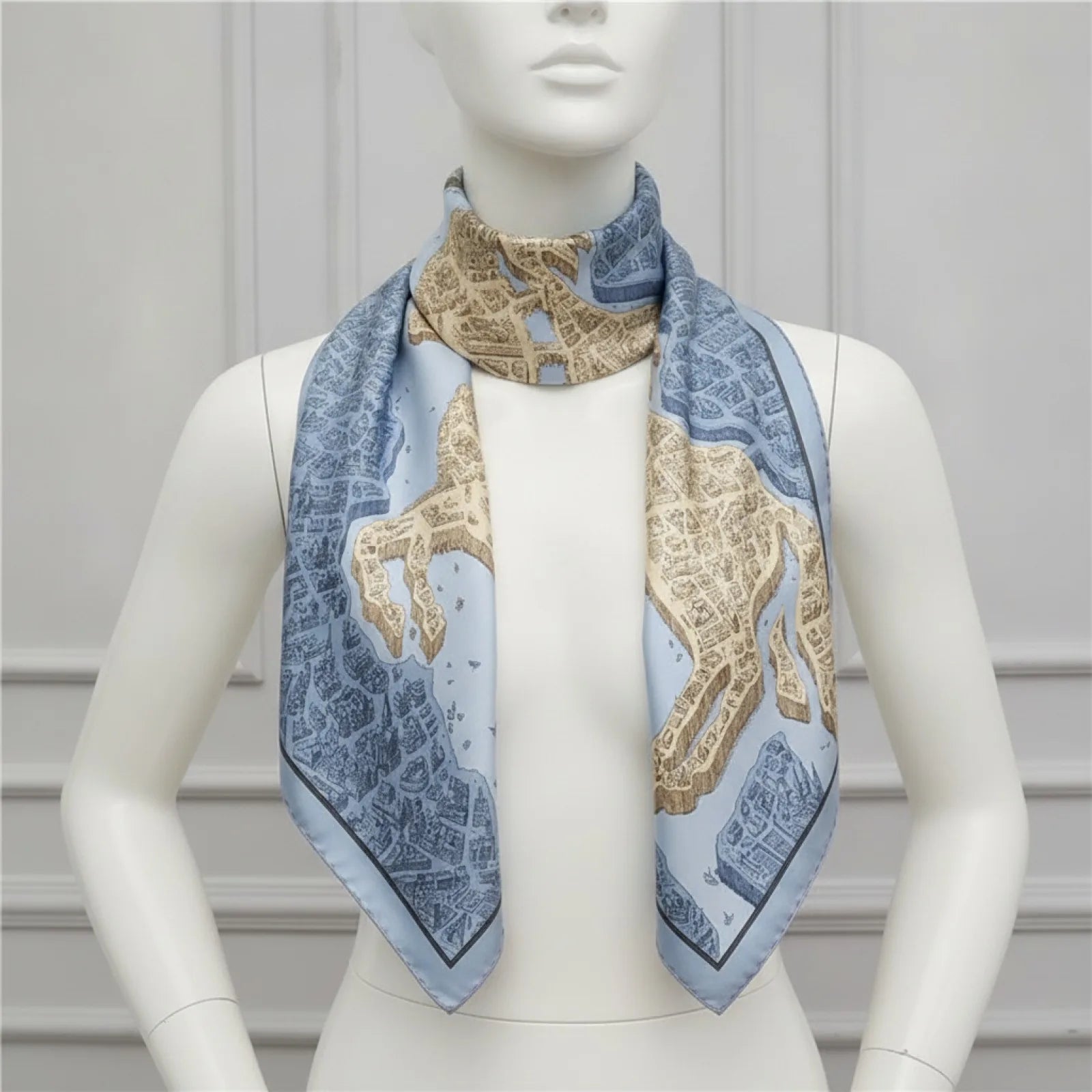 Foulard Carré Soie "Cheval Cavalier" Femme