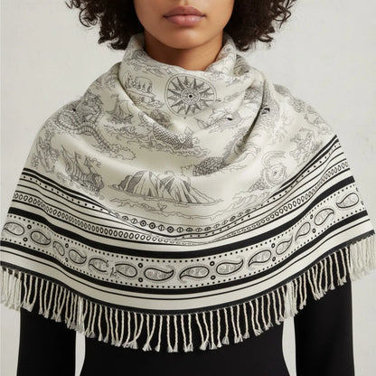 Foulard Carrée Soie Cachemire Femme Motif Paisley