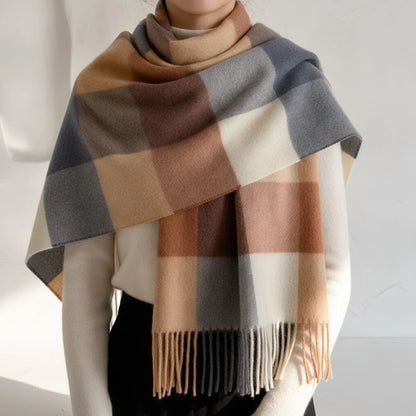 Foulard Luxe Laine Cachemire Plaid Femme