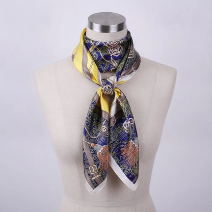 Foulard Carré Satin Soie Imprimé 90x90cm