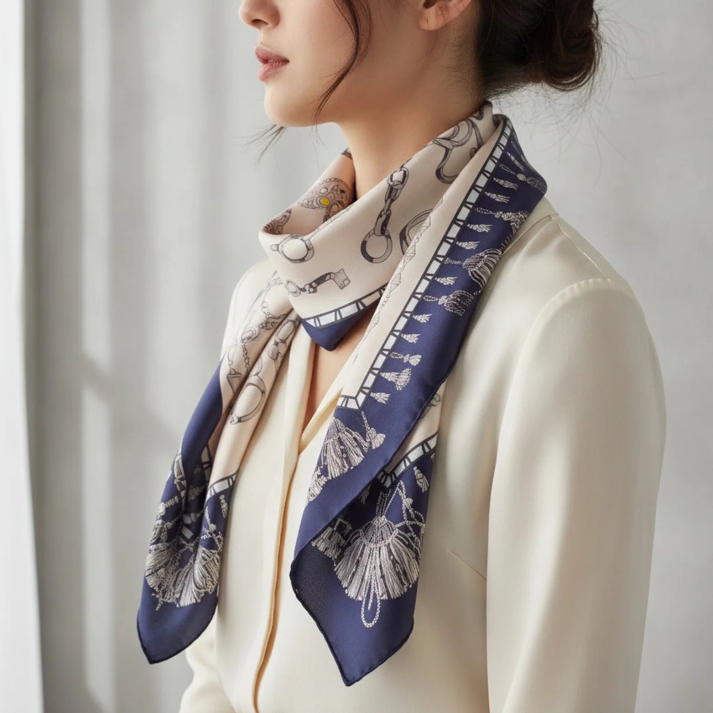 Foulard Carré en Soie Luxe Motif Design