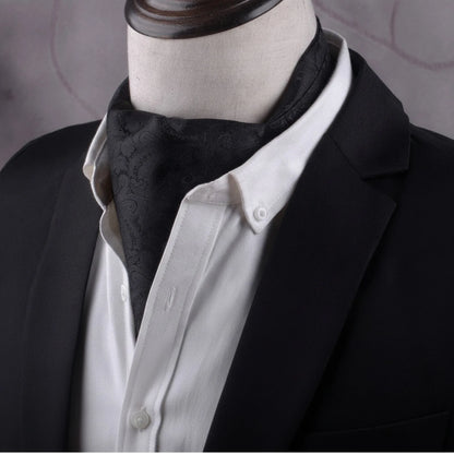 Cravate Ascot Soie Gris Vintage Homme
