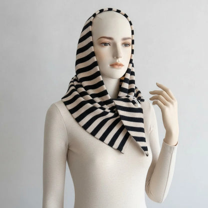 Foulard Triangle Laine Tricotée Rayée