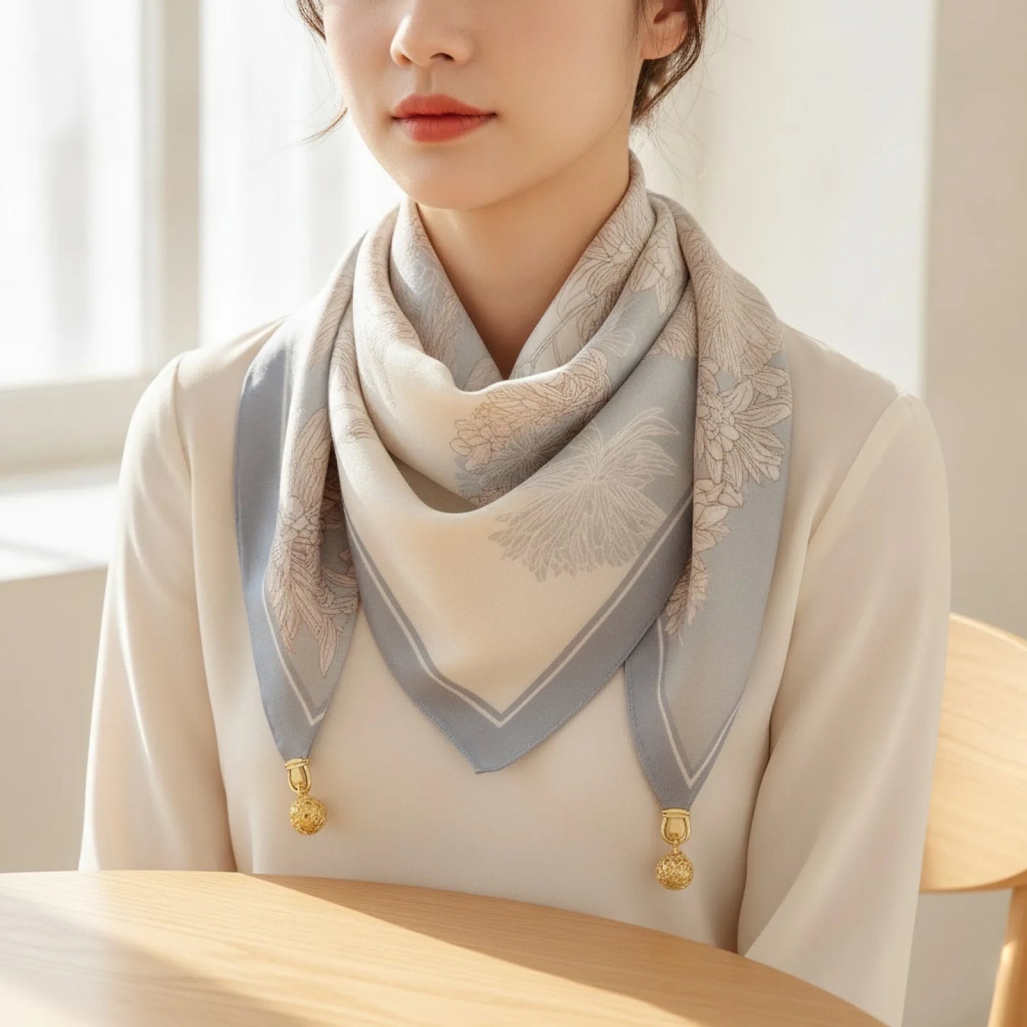 Foulard Triangulaire Magnétique en Soie pour Femme
