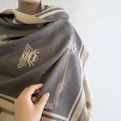 Foulard Abeilles Cachemire Double Face Femme