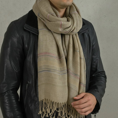Foulard Homme Coton Rayée avec Glands