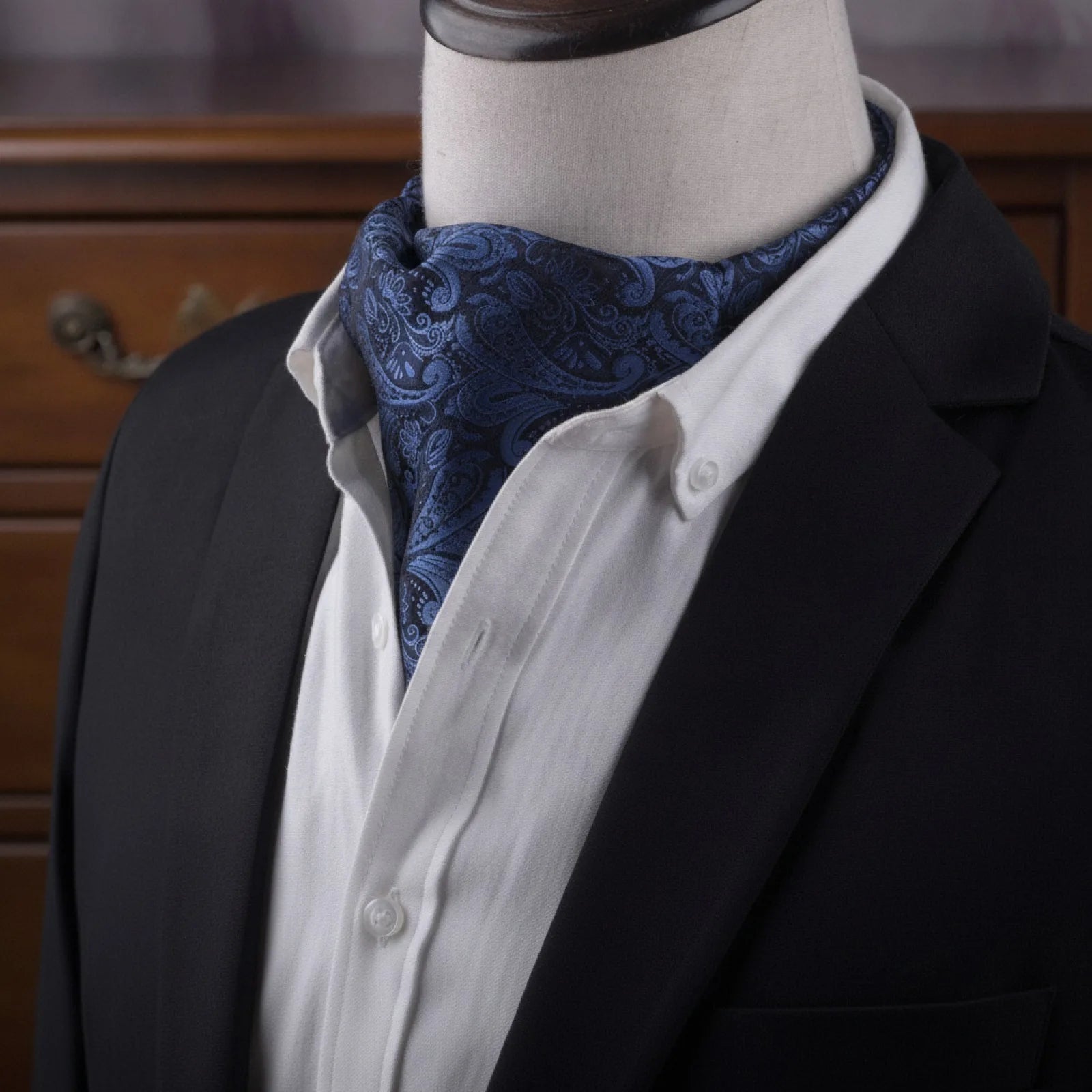 Foulard Cravate Ascot Homme Soie Vintage