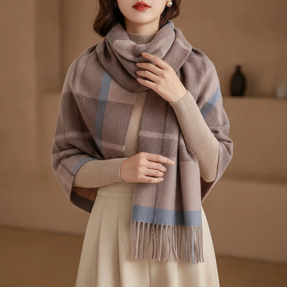 Foulard Plaid Luxe Laine Cachemire Femme