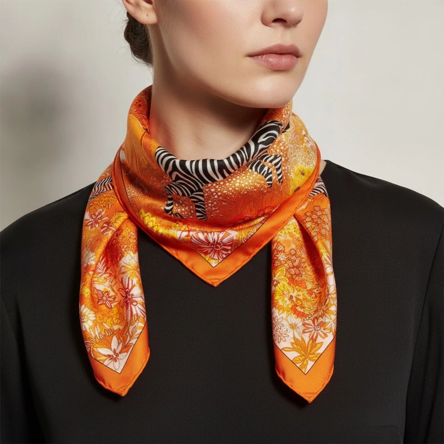 Foulard Carré en Soie Luxe - Motif Zèbre