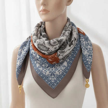 Foulard Triangulaire Magnétique en Soie, Coton et Lin