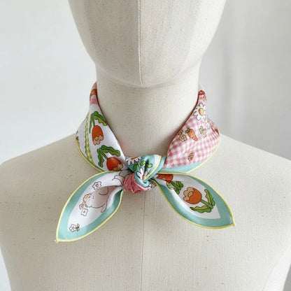Foulard Carré Soie Bohème Floral Blanc