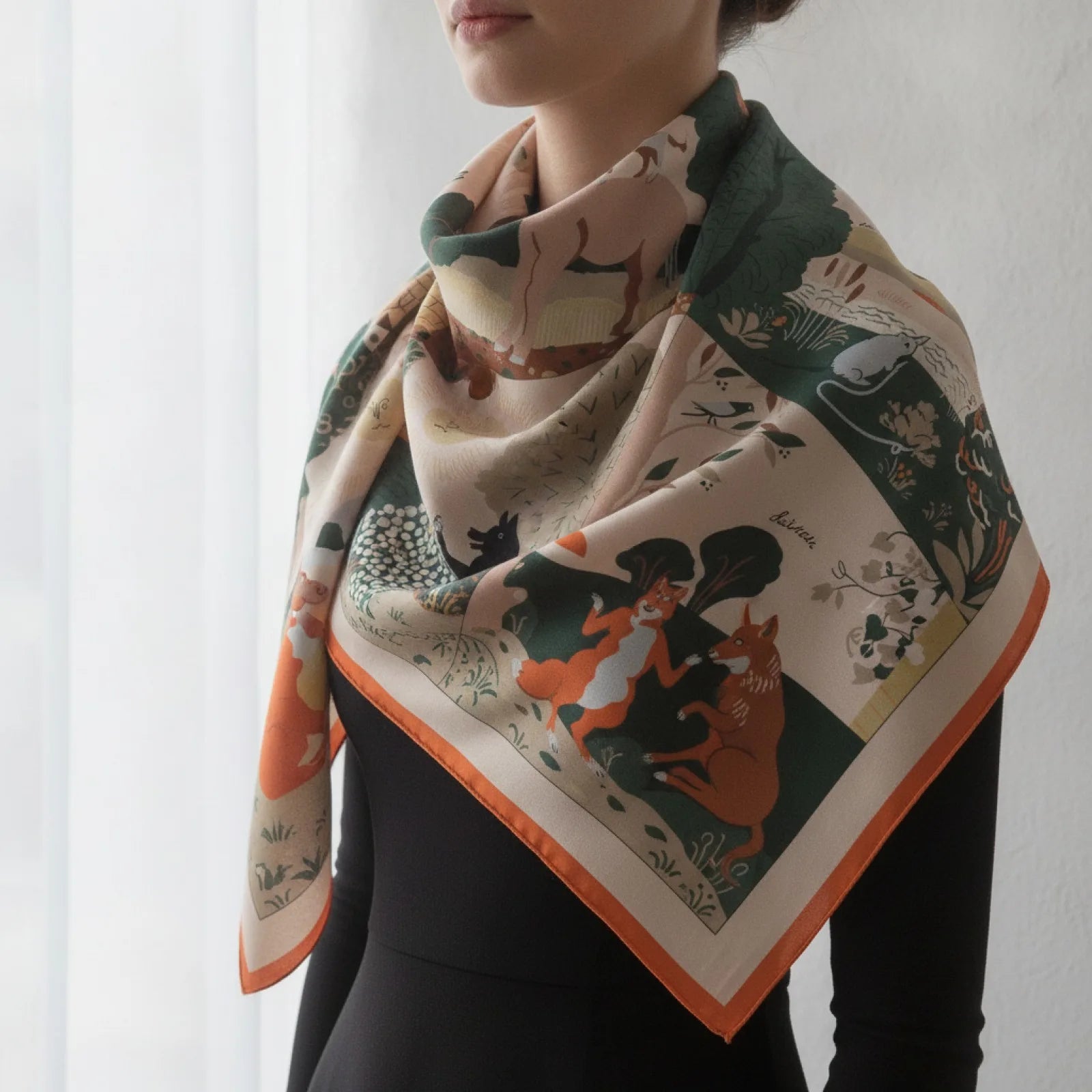 Foulard Carré Soie & Cachemire Imprimé Animal 