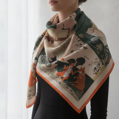 Foulard Carré Soie & Cachemire Imprimé Animal 