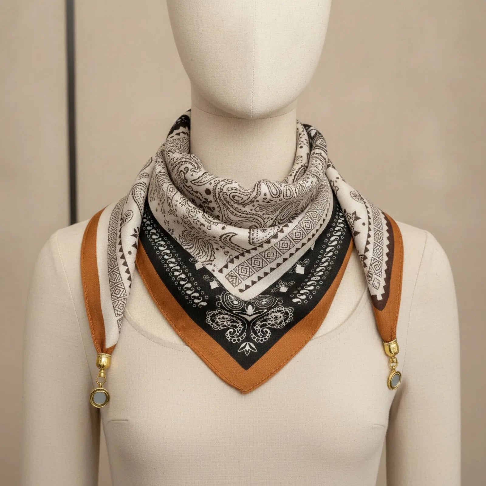 Foulard Triangulaire Soie Magnétique Noir