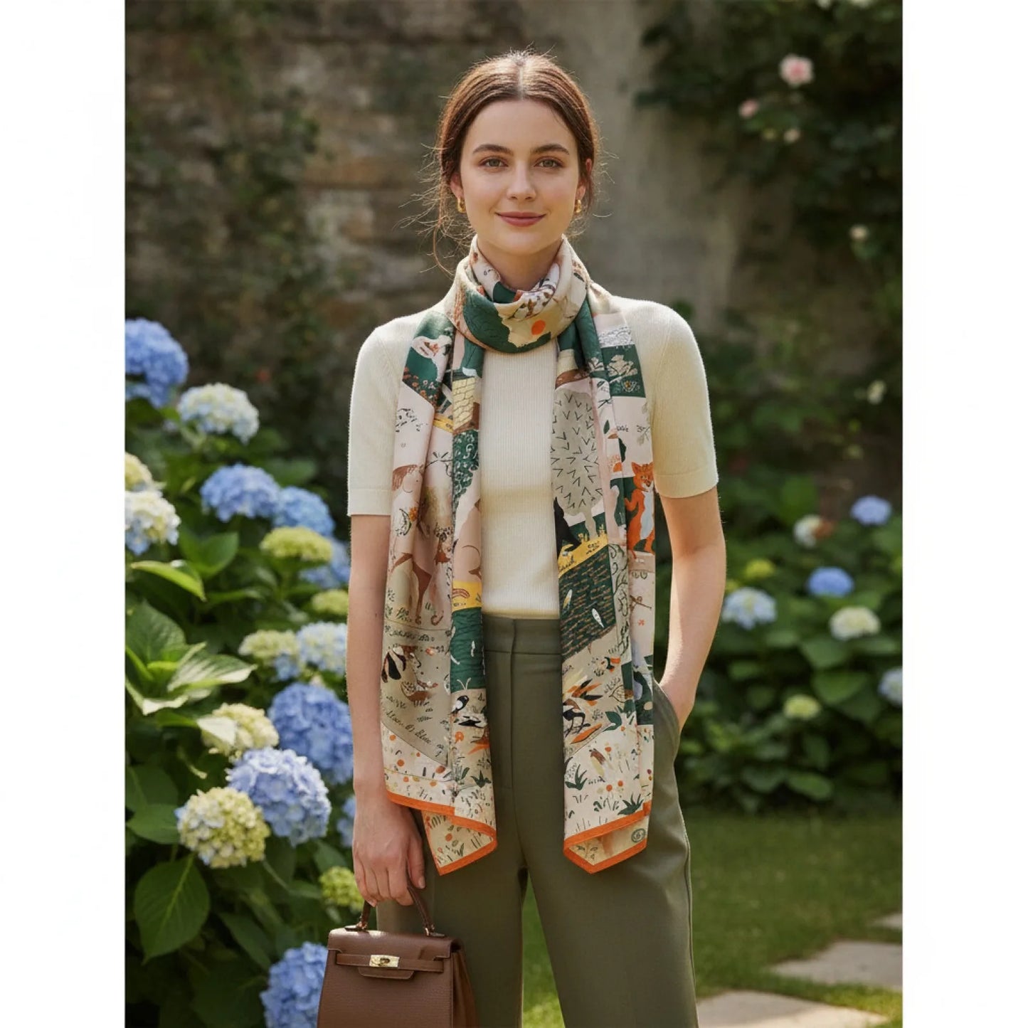 Foulard Carré Soie & Cachemire Imprimé Animal