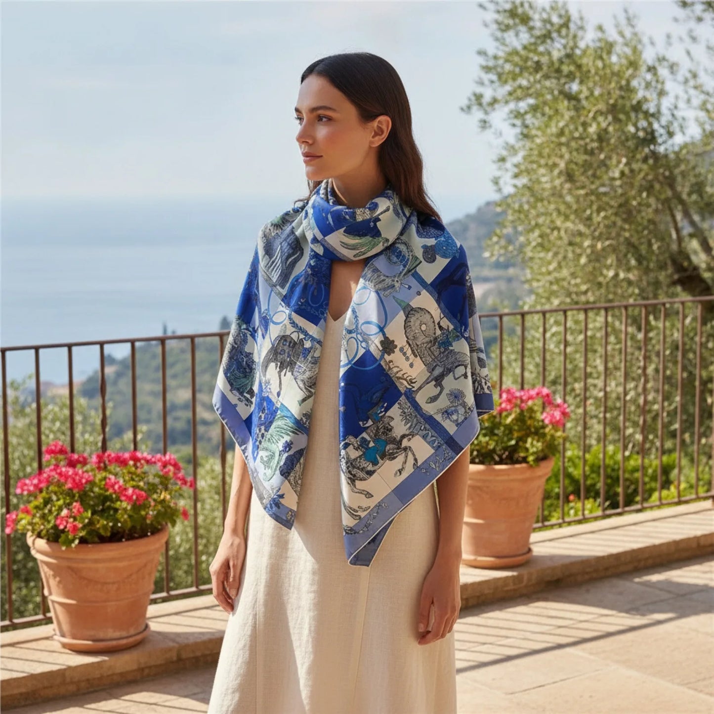 Foulard Carré en Soie Femme 90x90 cm