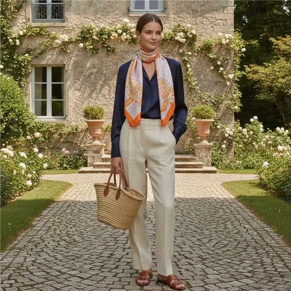 Foulard Carré Soie Luxe 90x90cm Cheval Cavalier