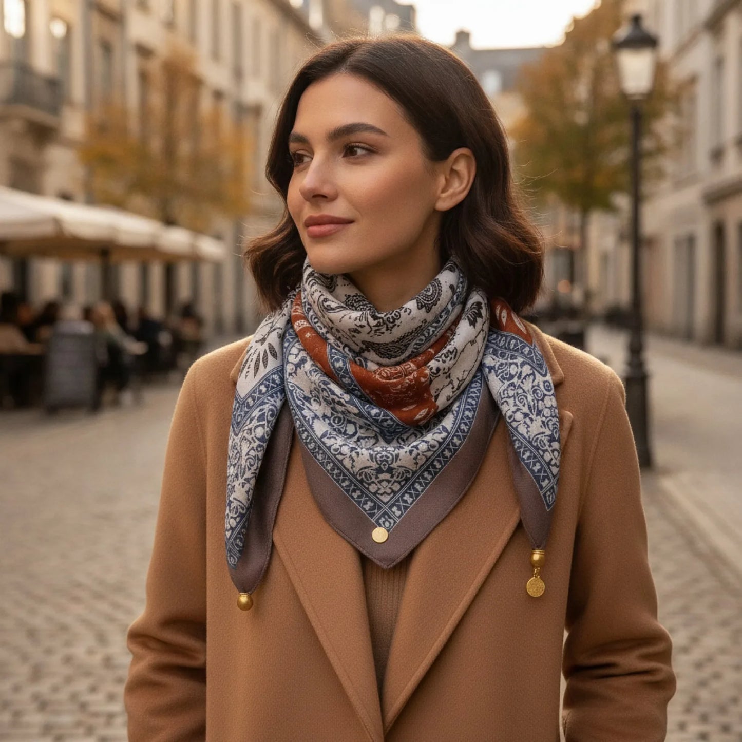 Foulard Triangulaire Magnétique en Soie, Coton et Lin