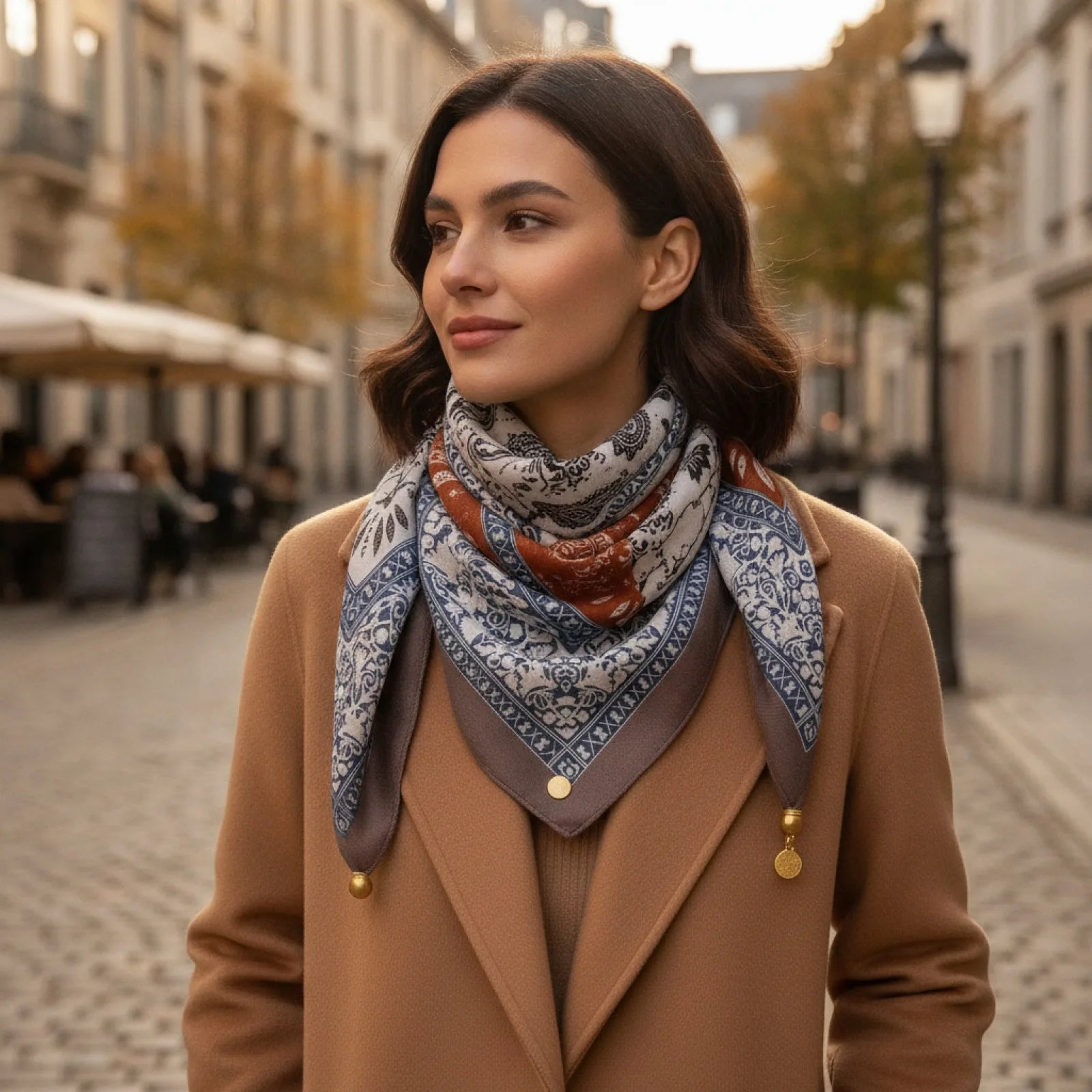 Foulard Triangulaire Magnétique en Soie, Coton et Lin