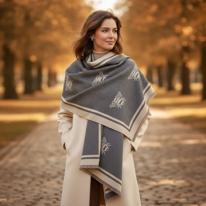 Foulard Abeilles Cachemire Double Face Femme