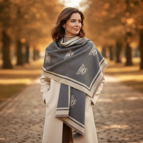 Foulard Abeilles Cachemire Double Face Femme