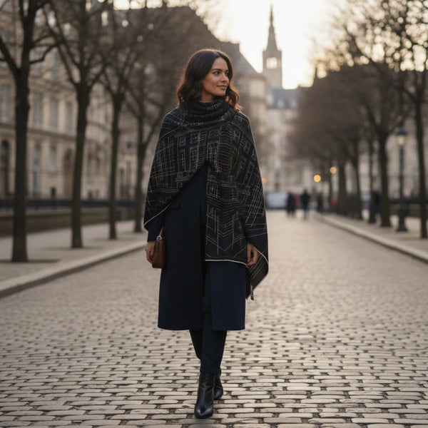 Foulard Carrée Soie Cachemire Ligne Ville