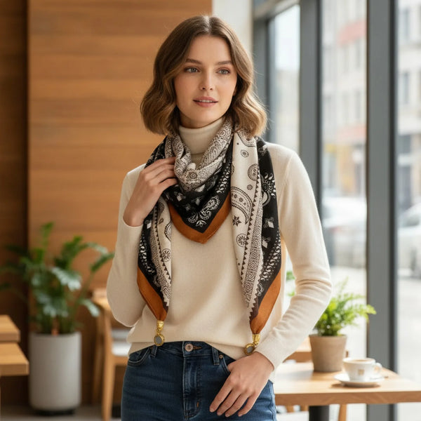 Foulard Triangulaire Soie Magnétique Noir
