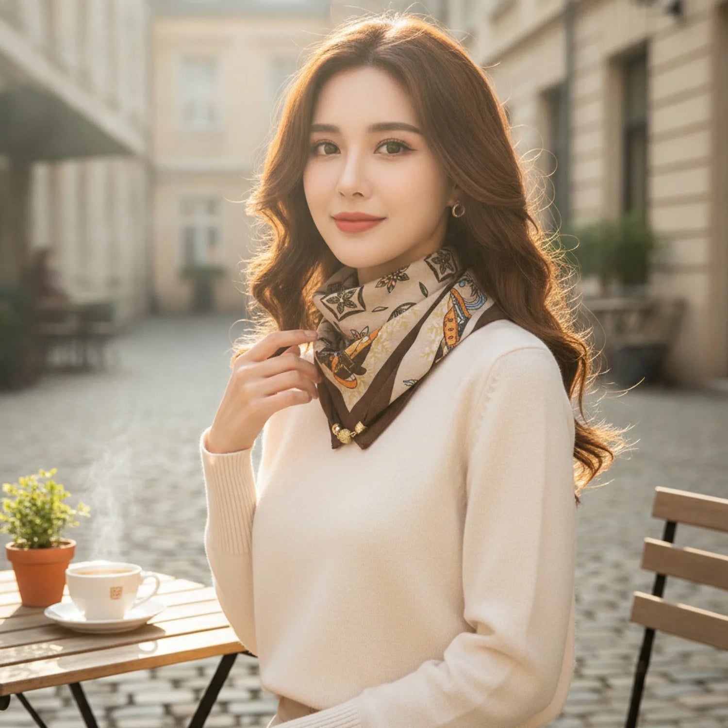 Foulard Triangulaire Soie Magnétique Haut de Gamme