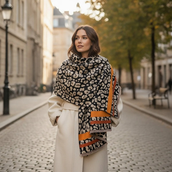 Foulard Cachemire Luxe Motif Léopard 