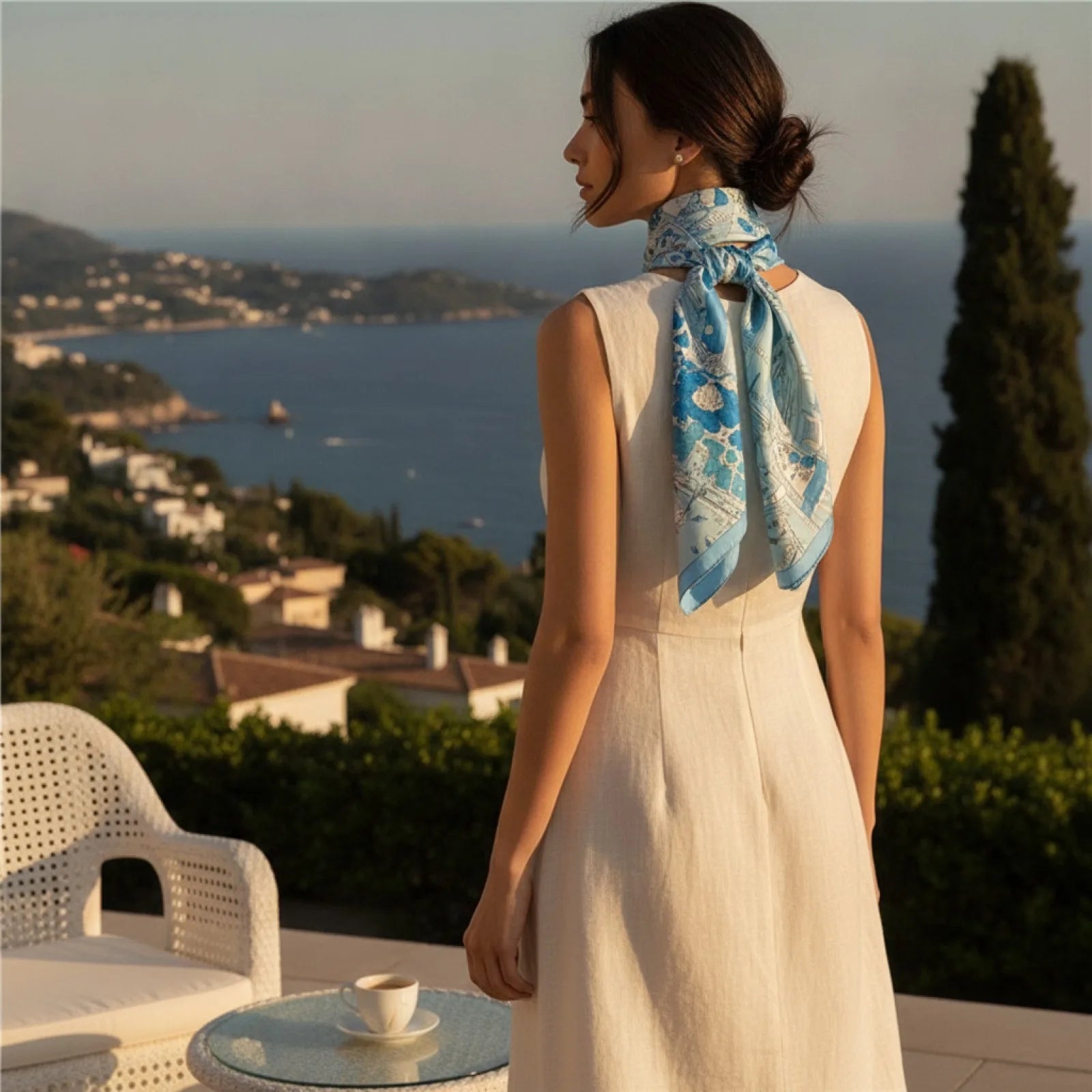 Foulard Carré Soie Luxe Motif Équestre