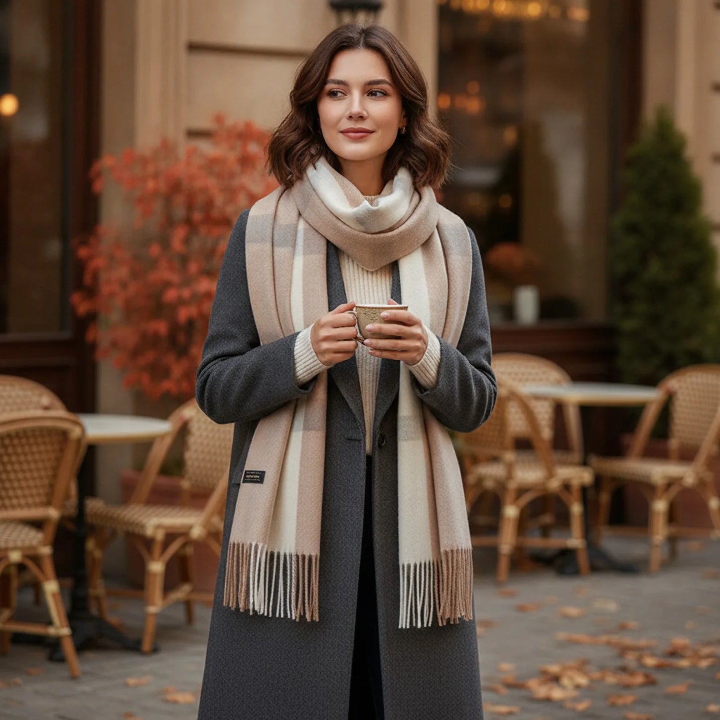 Foulard Plaid Luxe Laine Cachemire