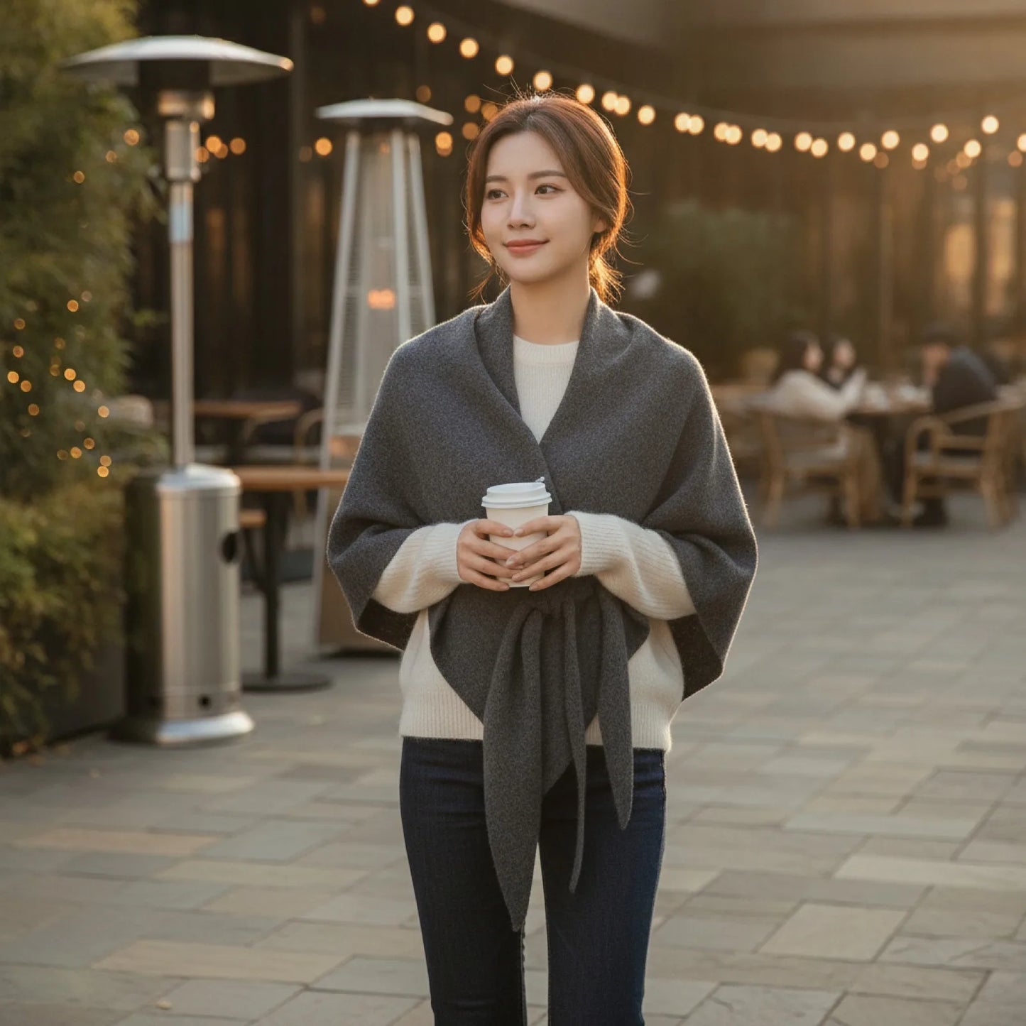 Foulard Triangle Laine Mélangée Femme