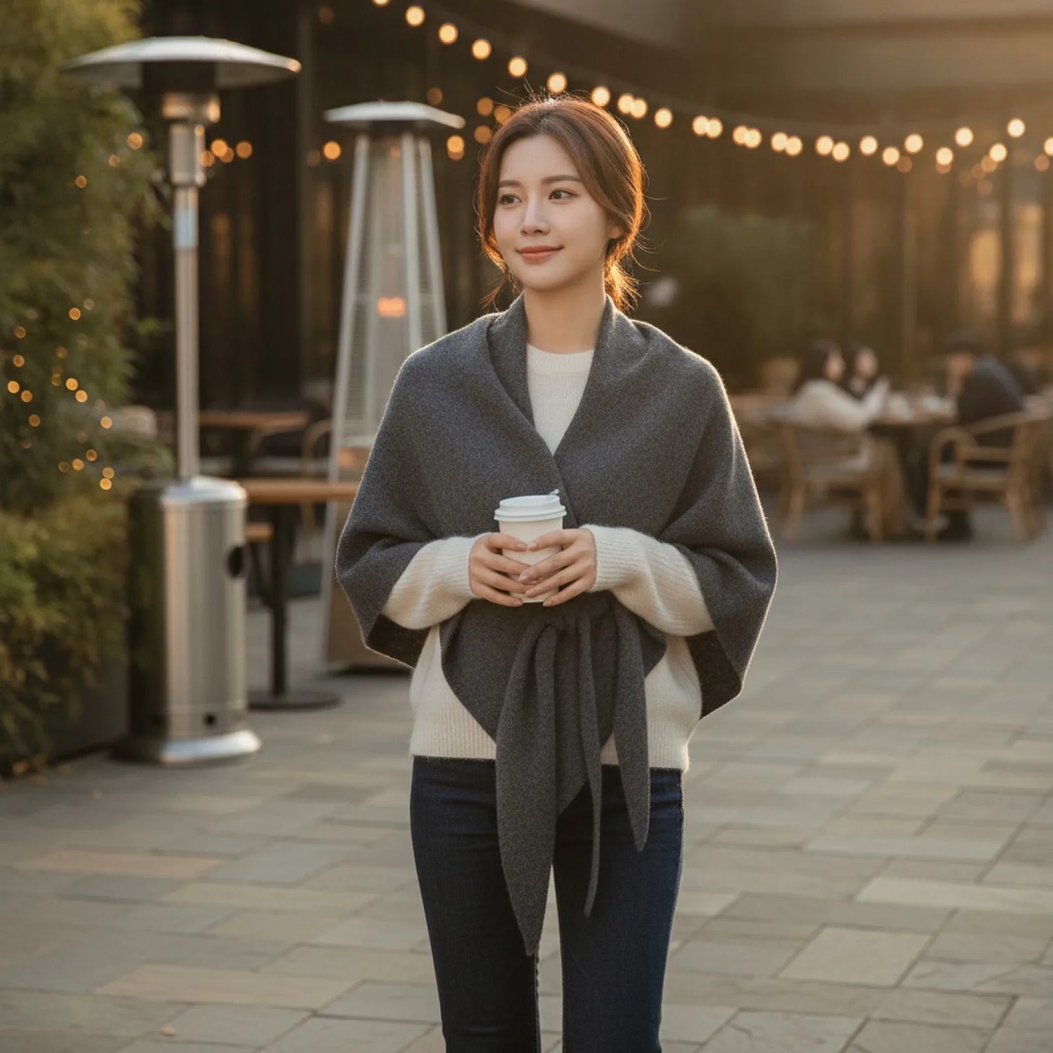 Foulard Triangle Laine Mélangée Femme