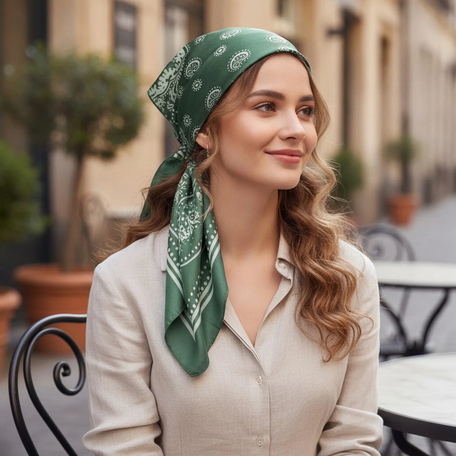 Foulard Carré Satin 70x70cm Bohème Chic