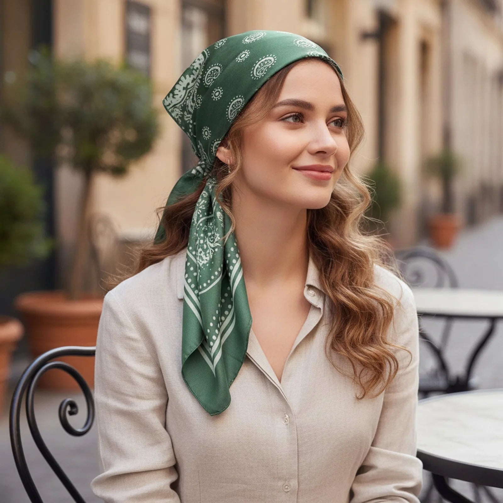 Foulard Carré Satin 70x70cm Bohème Chic