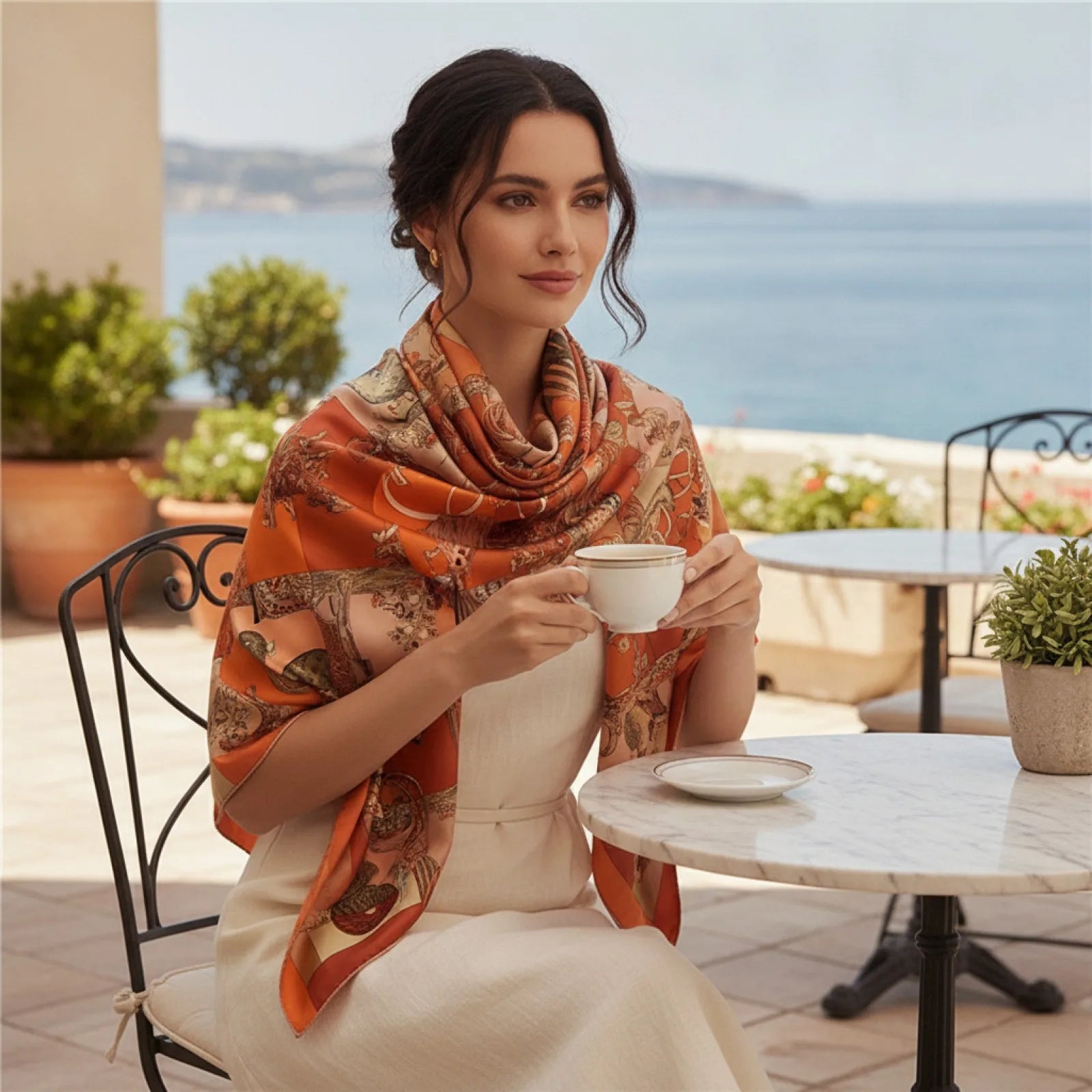 Foulard Carré en Soie Luxe - Motif Fantastique 90x90cm 