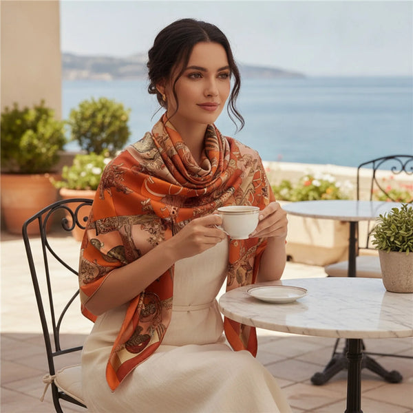 Foulard Carré en Soie Luxe - Motif Fantastique 90x90cm 