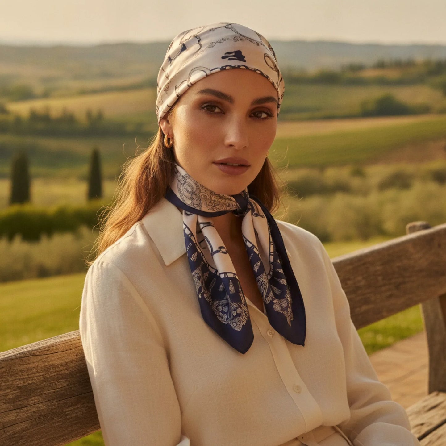 Foulard Carré en Soie Luxe Motif Design