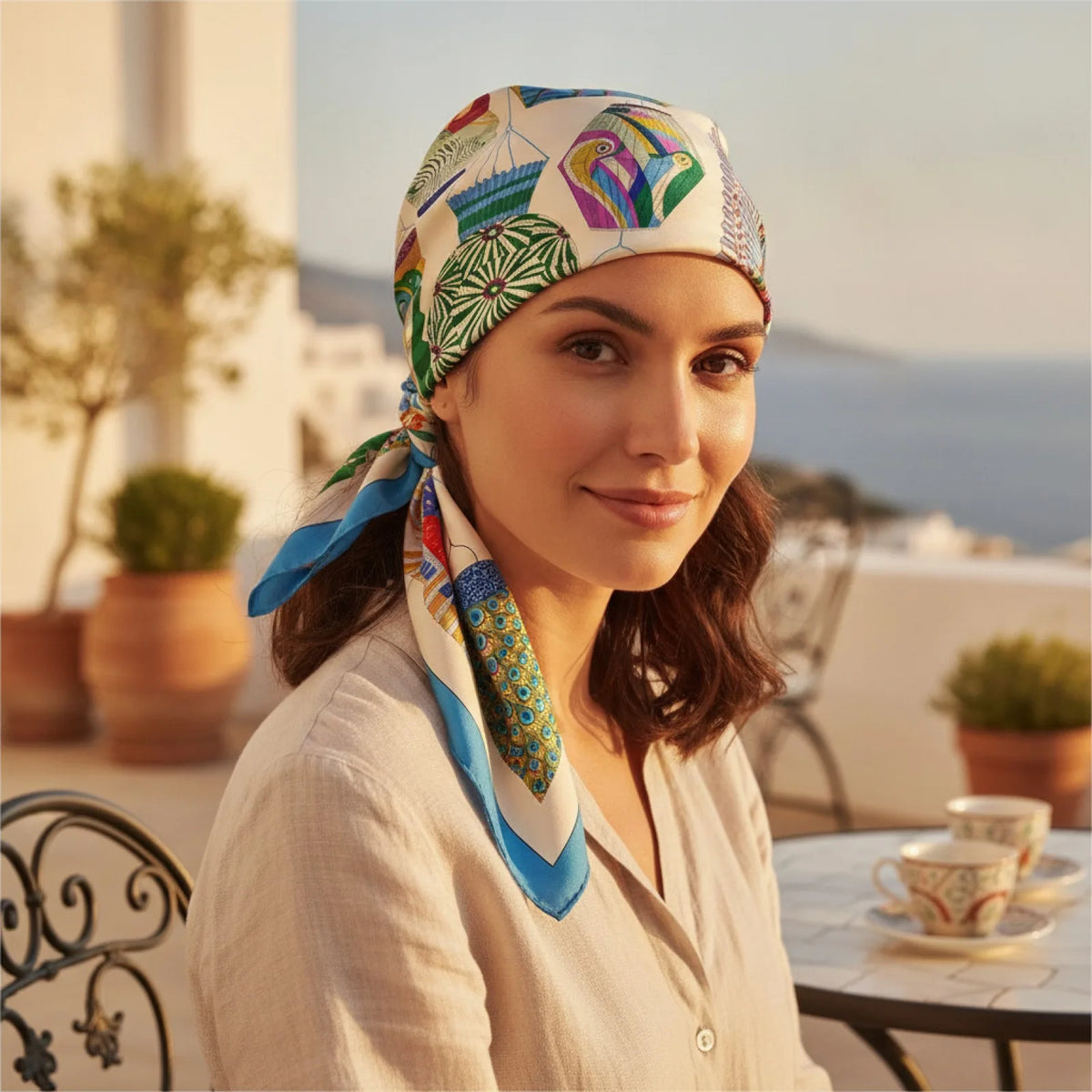 Foulard Femme en Soie Sergé - Motifs Floraux & Colorés