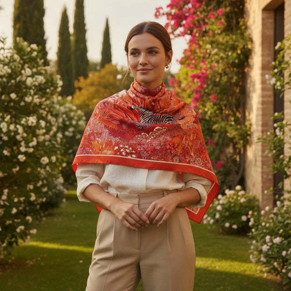 Foulard carré Soie Luxe Zèbre