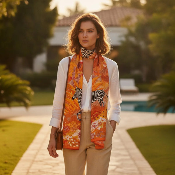 Foulard Carré en Soie Luxe - Motif Zèbre