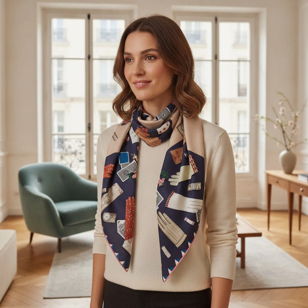 Foulard Luxe Soie & Cachemire Imprimé POBING