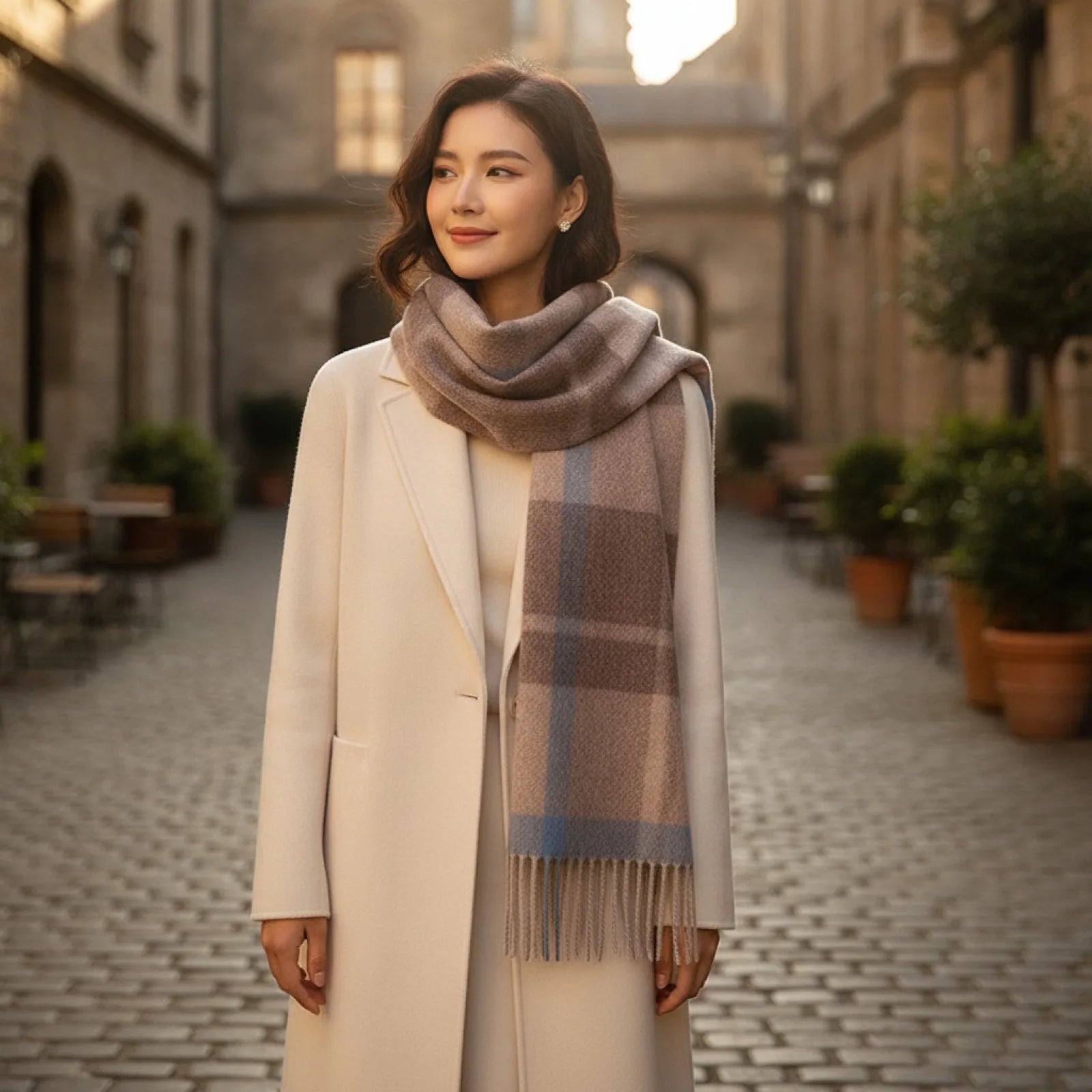 Foulard Plaid Luxe Laine Cachemire Femme