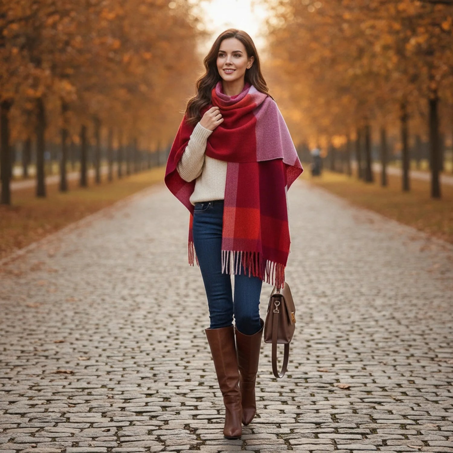Foulard Plaid Laine & Cachemire Luxe Femme