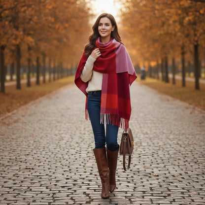 Foulard Plaid Laine & Cachemire Luxe Femme