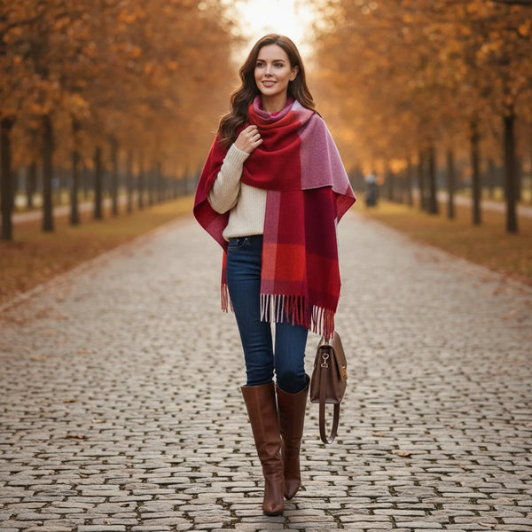 Foulard Plaid Laine & Cachemire Luxe Femme
